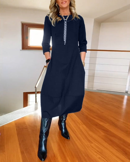 Alba – Elegantes Herbstkleid mit Tasche